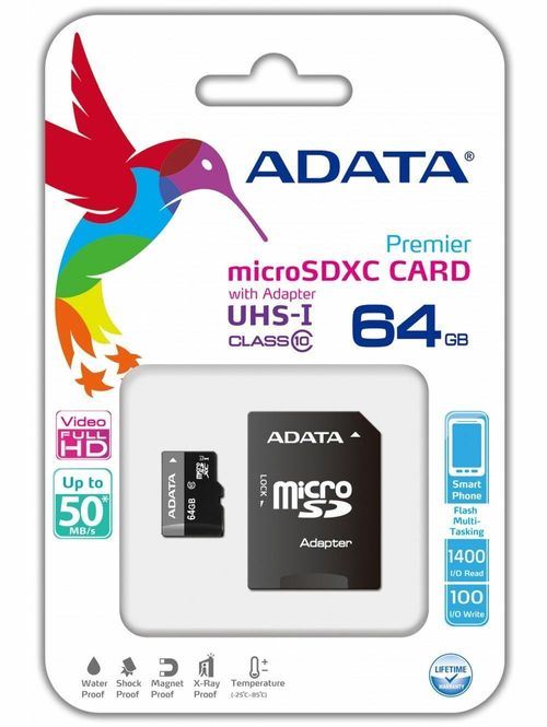 Tarjeta De Memoria Micro Sd 64Gb Adata Class 10