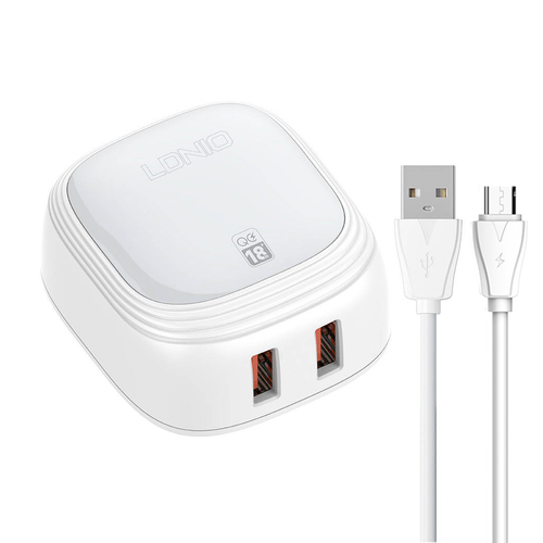 Cargador LDNIO A2512Q carga rápida 18w Samsung, iPhone, Tipo C