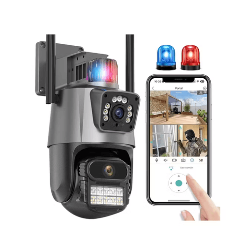 Cámara de Vigilancia WiFi Doble Lente y Alarma