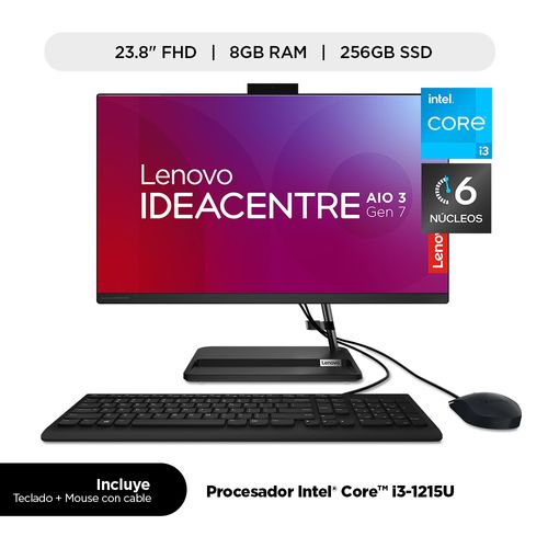 AIO Lenovo IdeaCentre 3 Core i3-1215U 8Gb 256Gb 24" HD Black